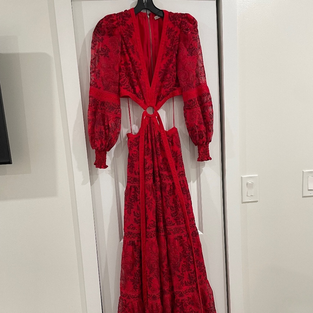 Alice + Olivia Patrica Eyelet Cut-Out Maxi Dress